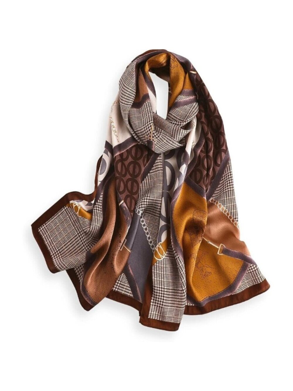 🆕 Women Brown Mulberry Silk Long Scarf Large Oblong Shawl Head Neck Hair Wrap